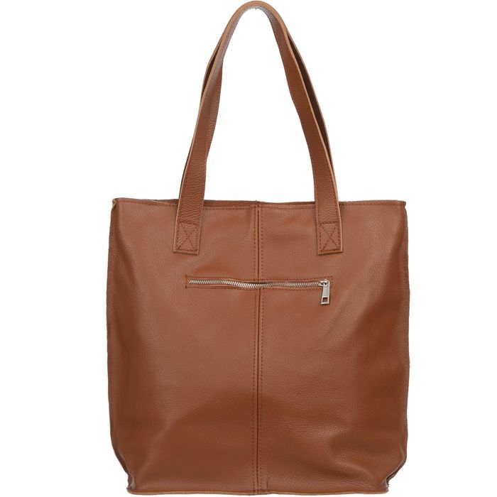 VERA PELLE torebka skórzana shopper z długimi rączkami V523 czarna