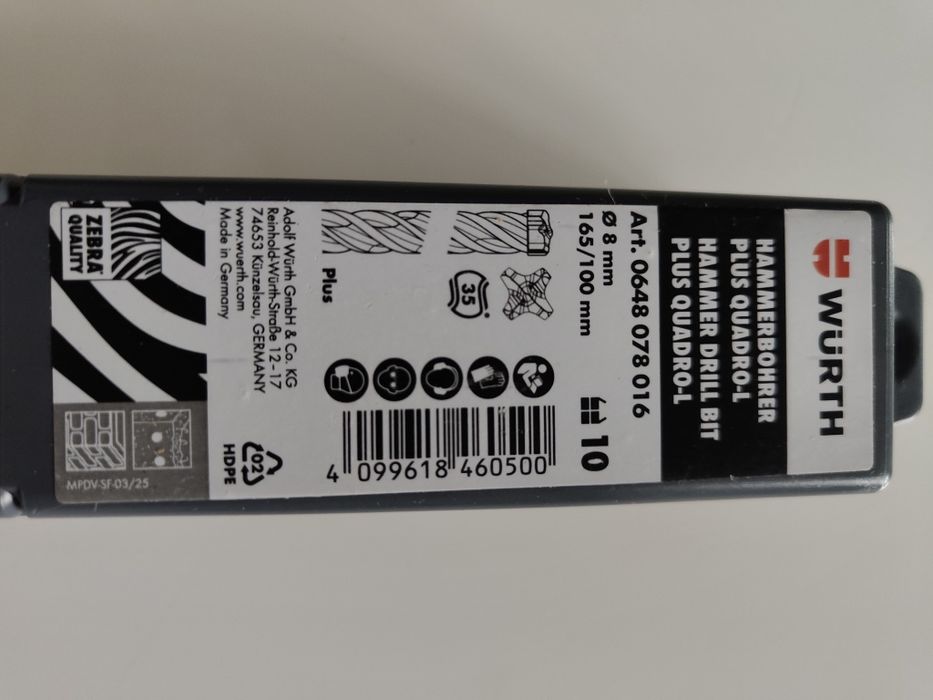 Wiertła udarowe Plus fi 8 do Betnu Quadro-L WIERTŁA-UDAR-PLUS-QUADRO