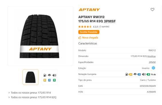 Vendo 2 pneus  175/65 R14 novos