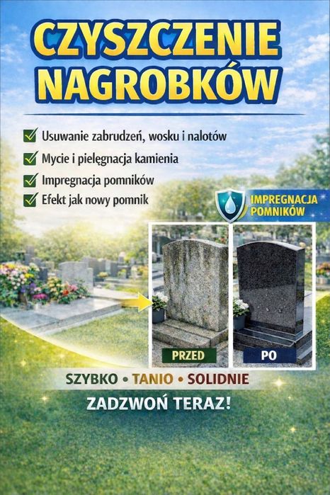 Sprzątanie, czyszczenie nagrobków, mycie, impregnacja, Dębica, Mielec