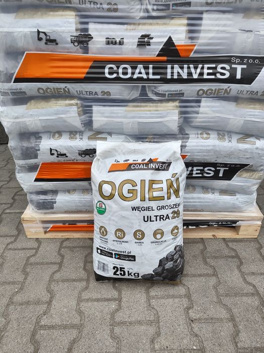 Węgiel Groszek Ogień ULTRA 29 tylko 3% popiołu oryginalny wysoka jakość