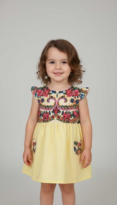Vestido criança bordado Viana feito à mão - Genuínos