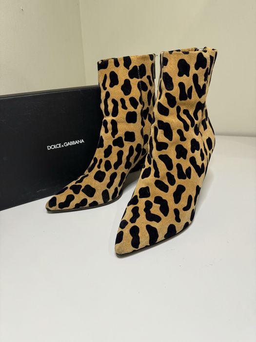 Замшевые леопардовые ботинки не дольче габбана
