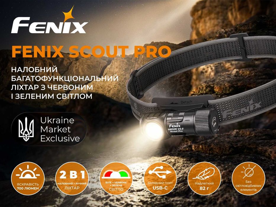 НОВИНКА! Fenix Scout Pro (HM50R V2.0) Ліхтар з зеленим та червоним світлом | ГАРАНТІЯ 5 РОКІВ!