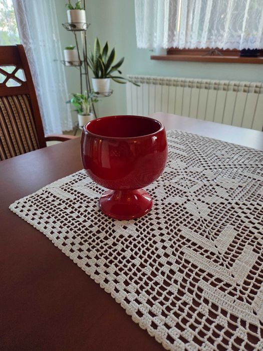 Kielich ceramiczny puchar czerwony patera wazon