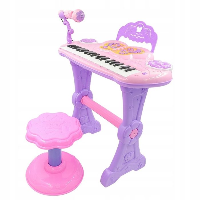 Duże Pianino Organy Keyboard Dla Dzieci Krzesełko Mikrofon Nagrywanie