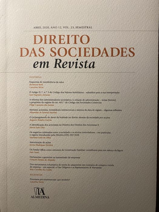 Direito das Sociedades em Revista - Vol 23 (2020)