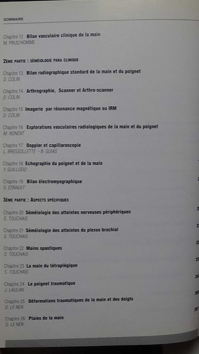 Séméiologie de la Main et du Poignet