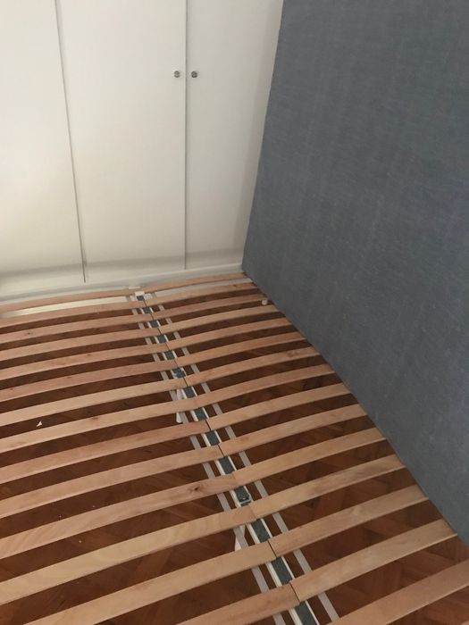 Estrutura da cama com estrado Inox branca Ikea