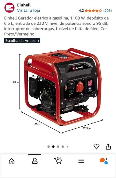 Gerador Einhell 1100W / 230V / 6,5L - Novo
