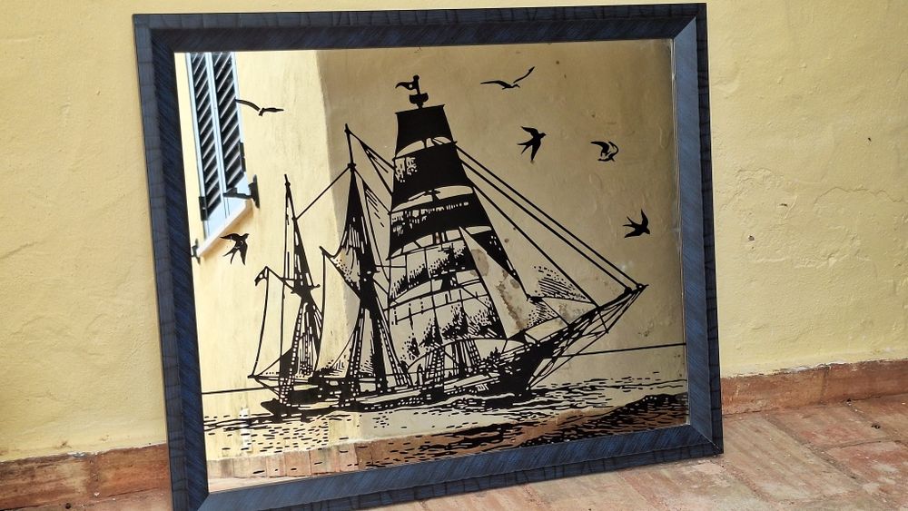 Quadro náutico veleiro espelho64585410597250120