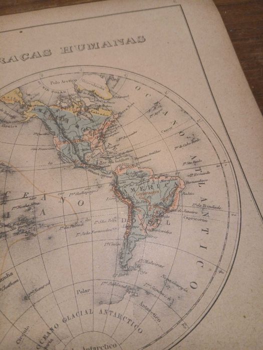 Mapa Distribuição das Raças e Religiões Humanas (Final Séc XIX, Início Séc XX)
