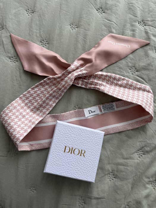 Dior twilly apaszka różowa pepitka z pudełkiem