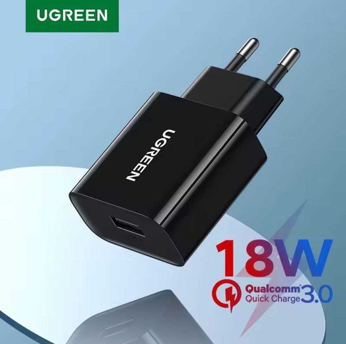 Мережевий зарядний пристрій Ugreen CD122 18W USB QC3.0 Black (70273)