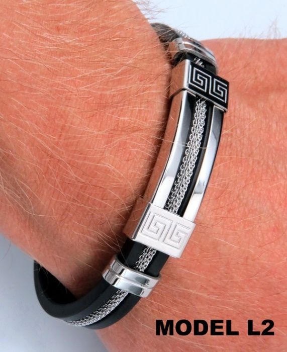 Złota bransoleta bransoletka męska STAL CHIRURGICZNA 316L KAUCZUK !!