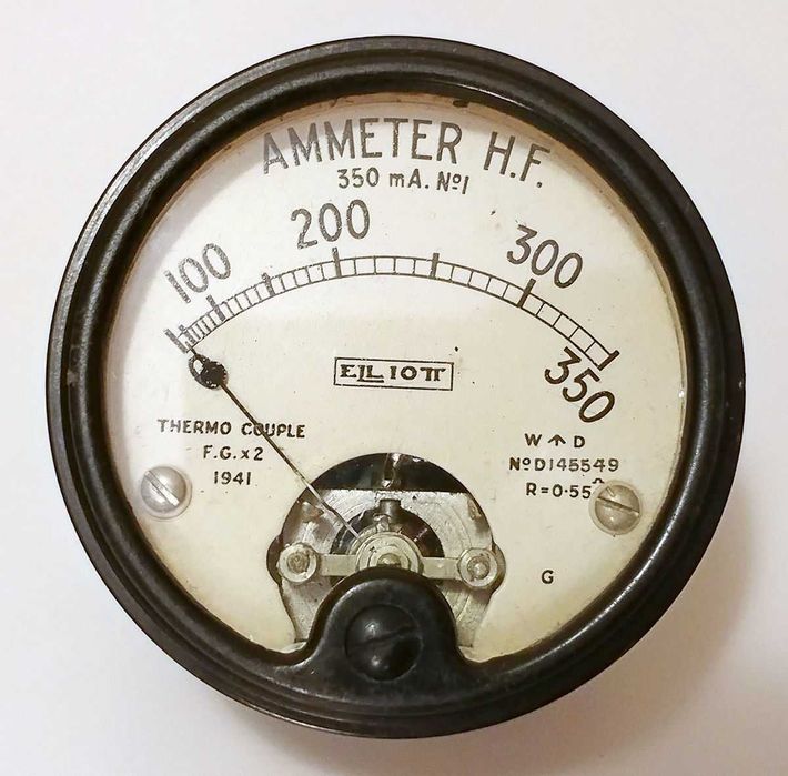 Ammeter H.F. Elliott 350 mA 1941 WW2 War Department, WS19 II wojna