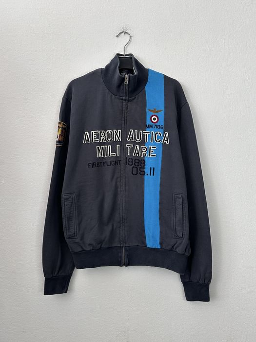 Aeronautica Militare Zip Jacket Grey Blue Stripe Logo Military Style  чоловіча зіп кофта, бомбер куртка оригінал MA-1 Pilot