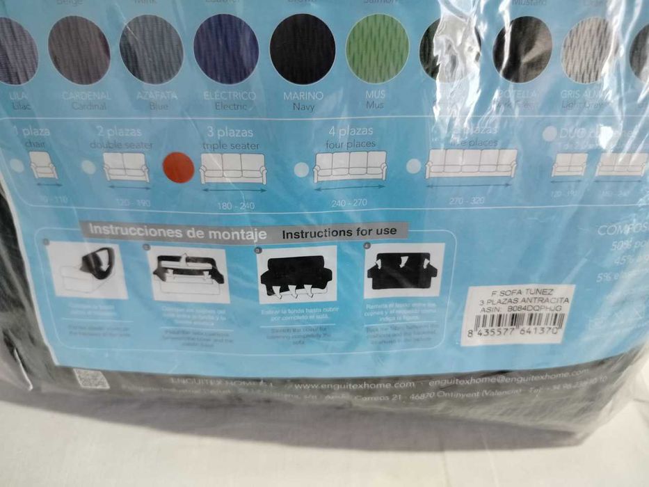 Martina Home - Elastyczny pokrowiec na sofę 3-osobową, model Tunis