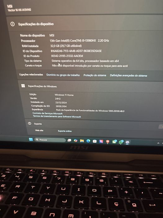 MSI vector 32gb ram 1tb