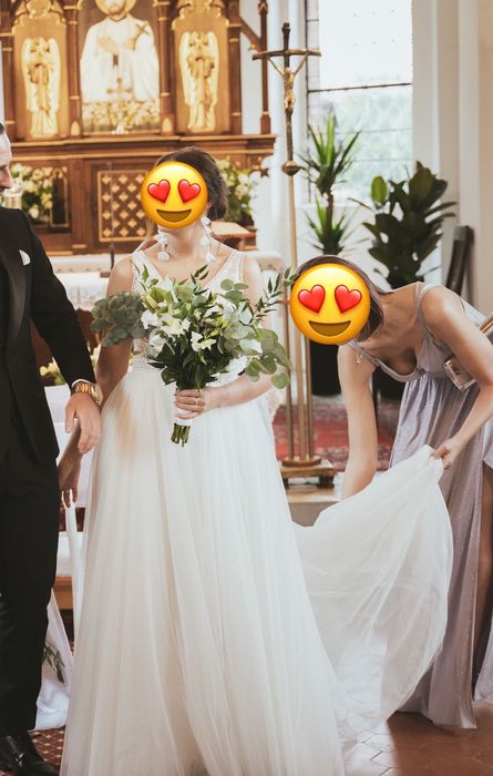 Suknia ślubna rustykalna boho elegancka brokat