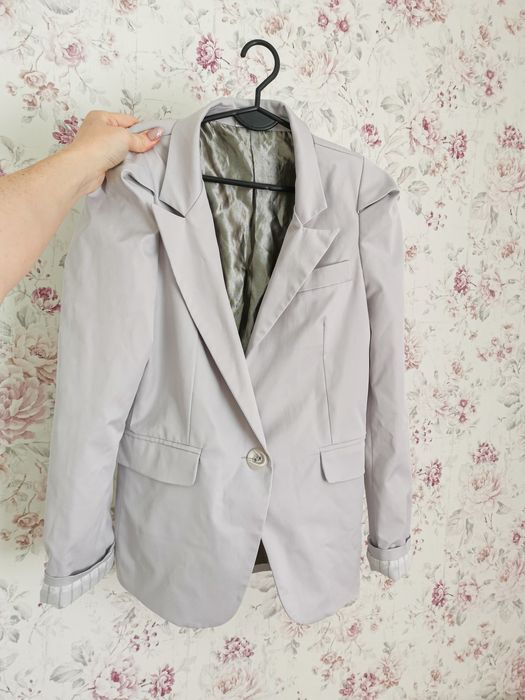 Szara, srebrna marynarka, żakiet, wesele, elegancka 40\L, ładne Ramion