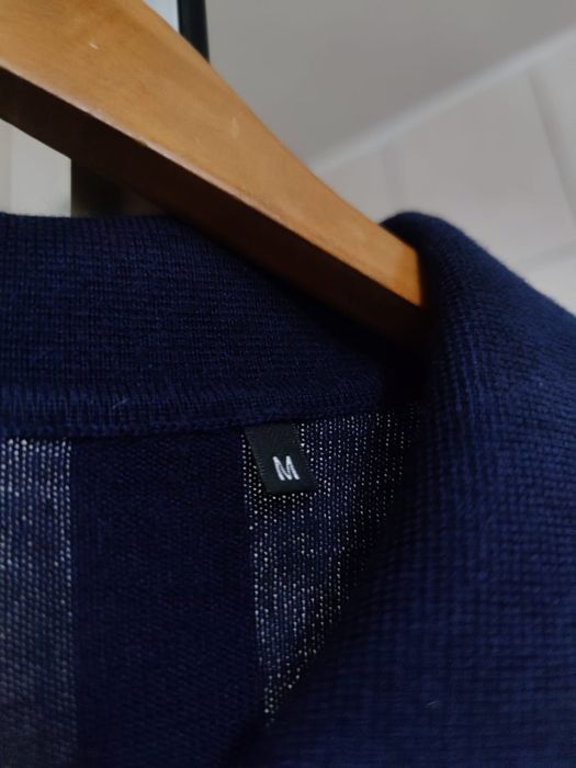 Sweter klasyczny M kardigan męski granatowy ciemny niebieski  wełniany