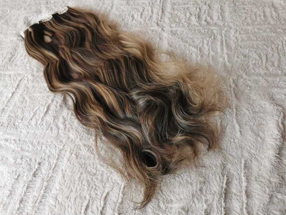Doczepiane włosy clipin 65cm blond ciemny brąz