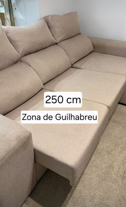 Sofá Chaise Long Beje 250cm