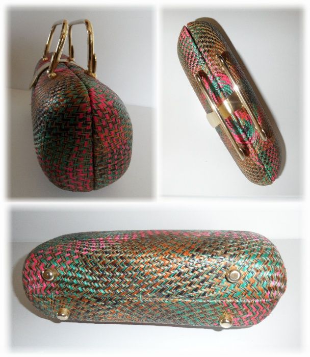 Unikat Torebka Piękny Kuferek Rękodzieło DESENYO BUNTAL PHILIPPINES A5