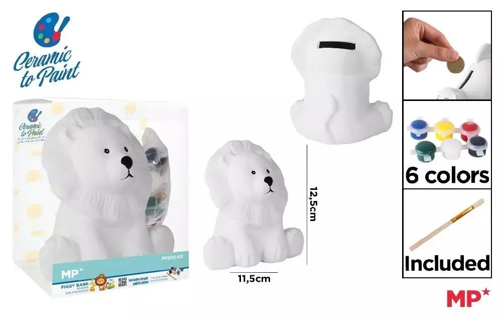 Skarbonka ceramiczna do malowania lew. MP Main Paper. Nowy Produkt