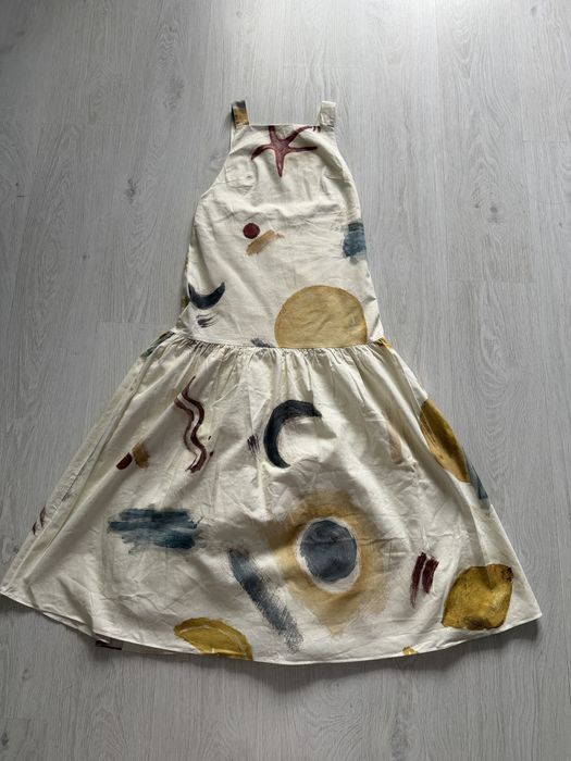 SIR brand,Преміальна лляна сукня з відкритою спиною,Luxury Dress,лляний сарафан з відкритою спинкою,плаття з акварельним принтом,платтячко літнє