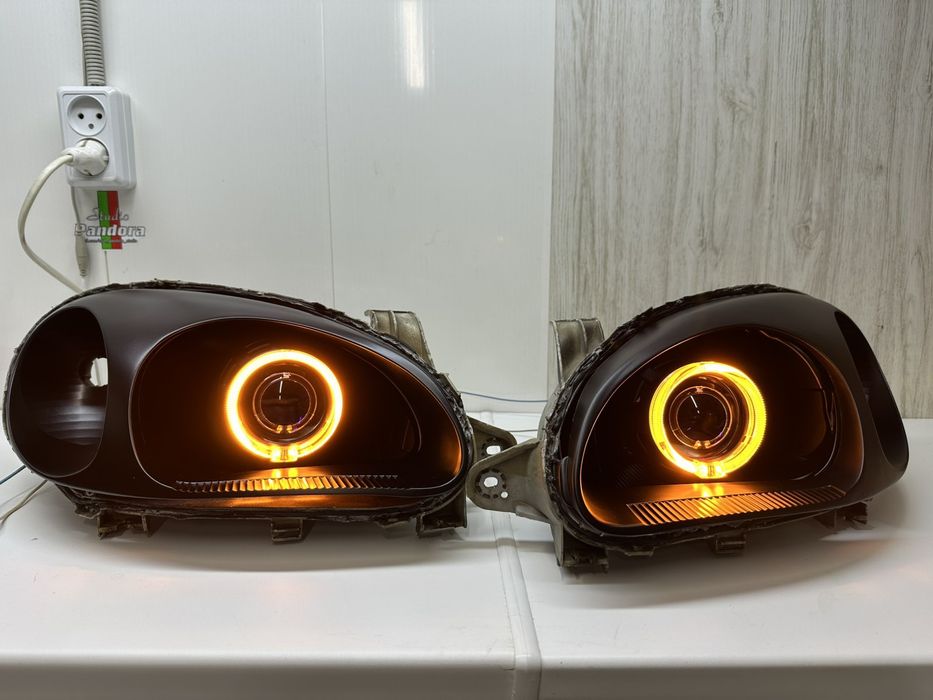 Фары на ланос Установка линз bi led биксенон  линзы свет на авто Led