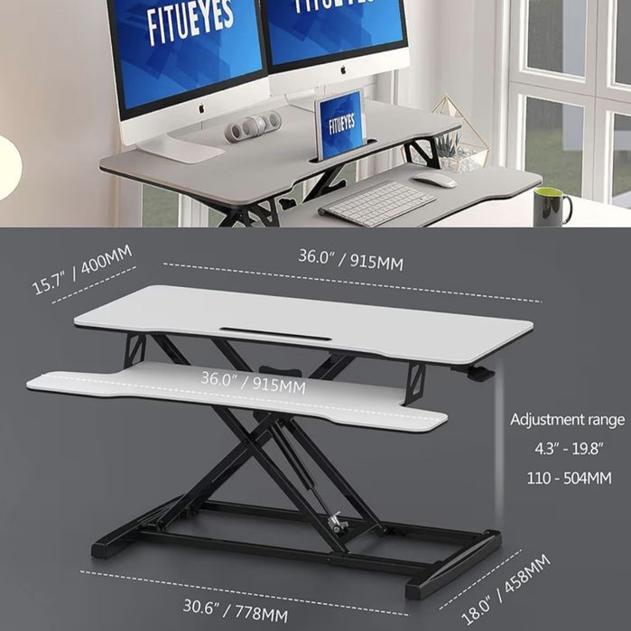 Duża podstawka na biurko z regulacją wysokości FITUEYES na 2 monitory