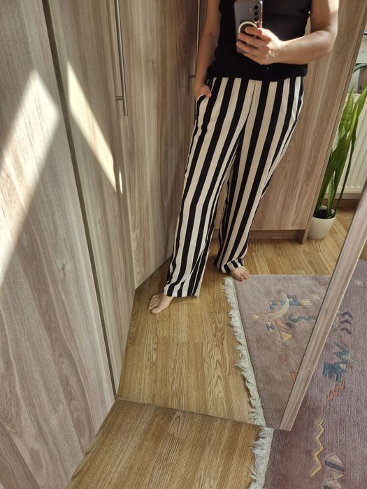 Spodnie damskie letnie szerokie nogawki H&M rozm.M