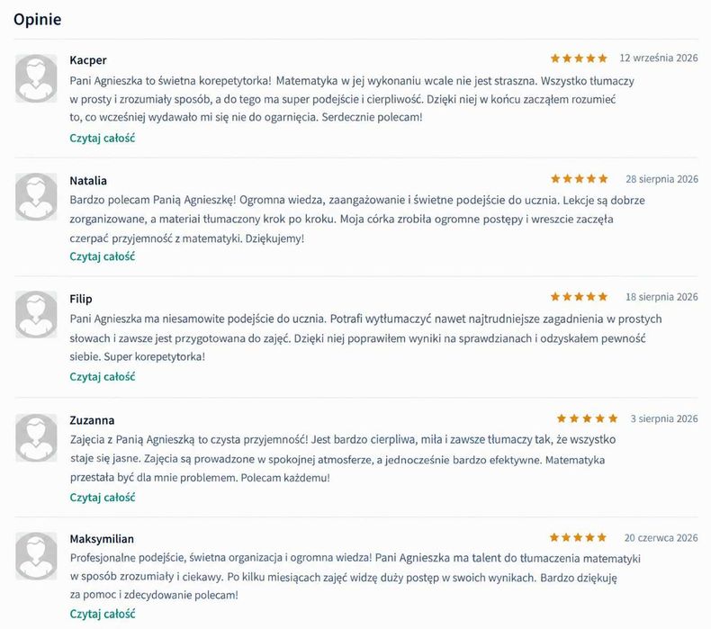 Korepetycje Matematyka Online - OSTATNIE WOLNE TERMINY