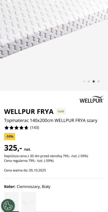 Wellpur top materac 140x200