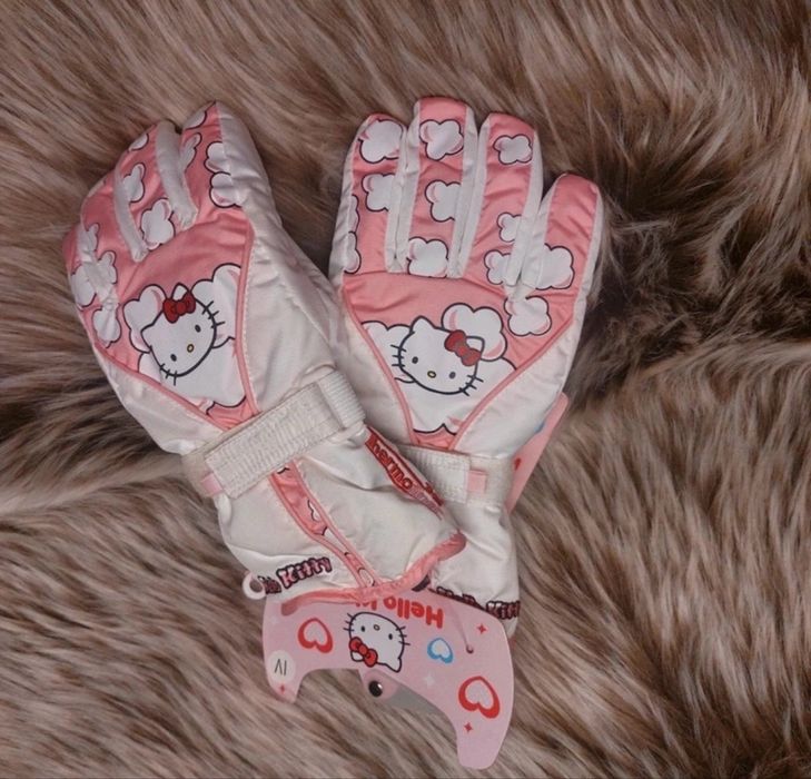 Hello kitty rękawiczki na narty na ferie 4 IV XXXS chmurki