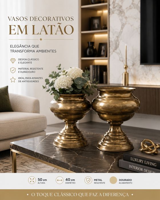 Conjunto de 2 vasos de latão.