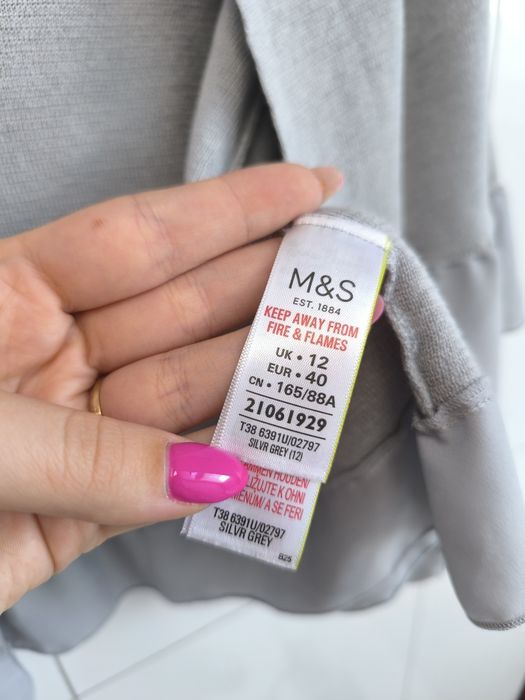 Marks & Spencer kardigan z falbankami szary L 40 – wiskoza