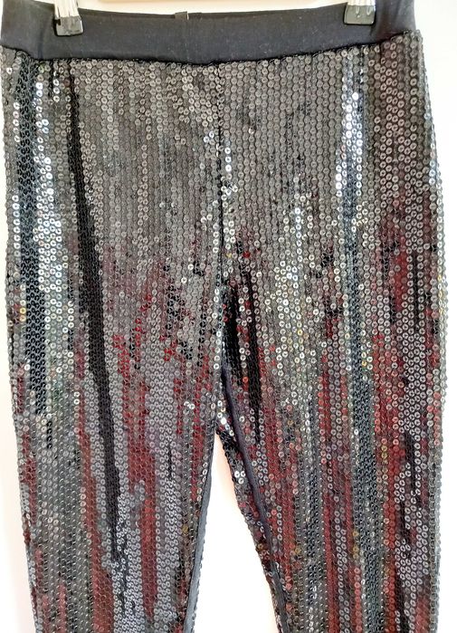 NEXT rozm. 34 / XS czarne cekinowe leginsy glamour