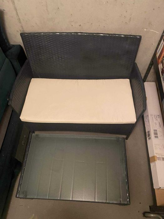 Tarasowy zestaw ogrodowy z poduszkami 1stolik 1 kanapa grafit Gdańsk