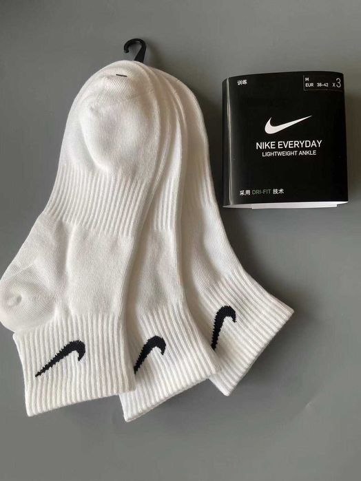 6 par bawełnianych skarpetek Nike – białe, unisex, do kostki