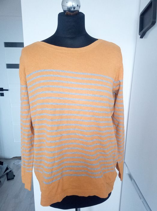 Sweter w paski w kolorze żółto-szarym rozmiar L  LauraTorelli