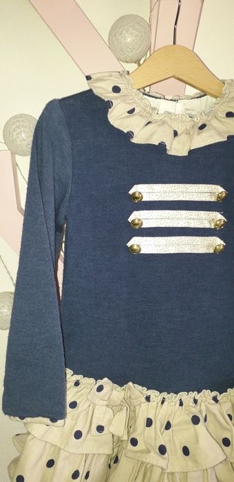 Vestido Menina Azul e Creme Dolce Petit
