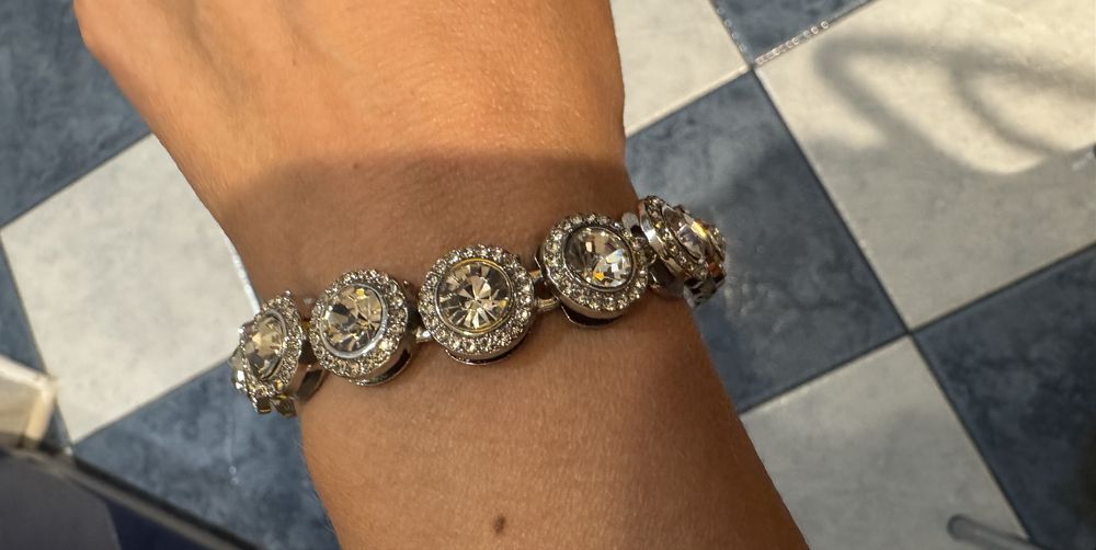 Bransoletka kolor srebrny cyrkonie Premium
