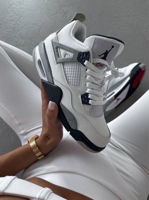 Buty Nike Air Jordan 4 Retro White Grey Blue