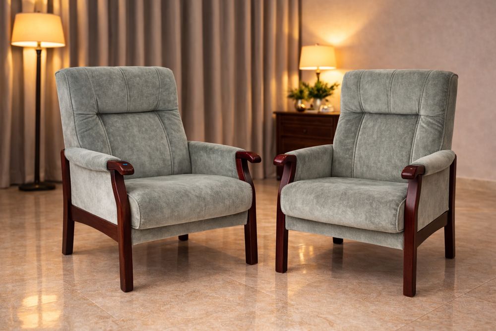 Данські крісла Hjort Knudsen (2 шт) • велюр • масив дерева • Denmark