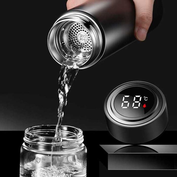 KUBEK Termiczny TERMOS 500ml bidon na kawę herbatę wyświetlacz LCD LED