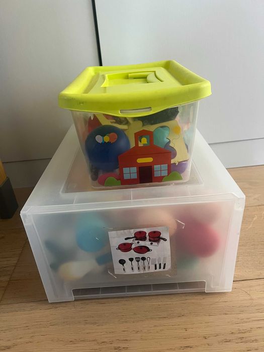 Cozinha de Brincar Infantil com Luzes e Sons + 2 Caixas de Acessórios+ batedeira + torradeira + caixa registadora