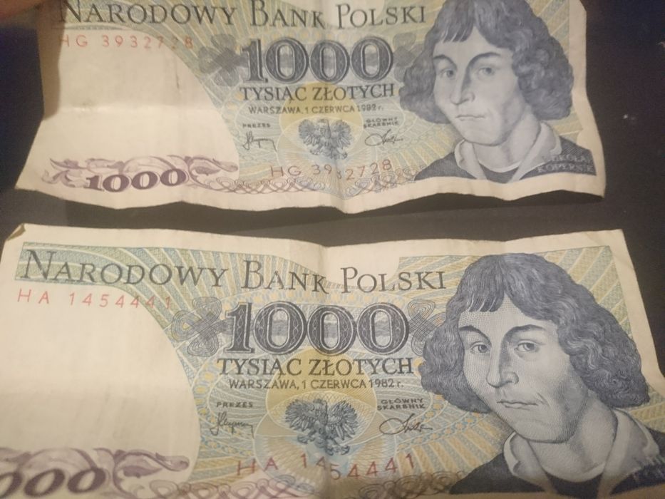 Продаю 2 купюры 1000 злотых 1982